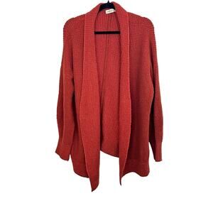 Sleeping on Snow Anthropologie Rust Red Open Front Wool Cardigan Sweater XS/S